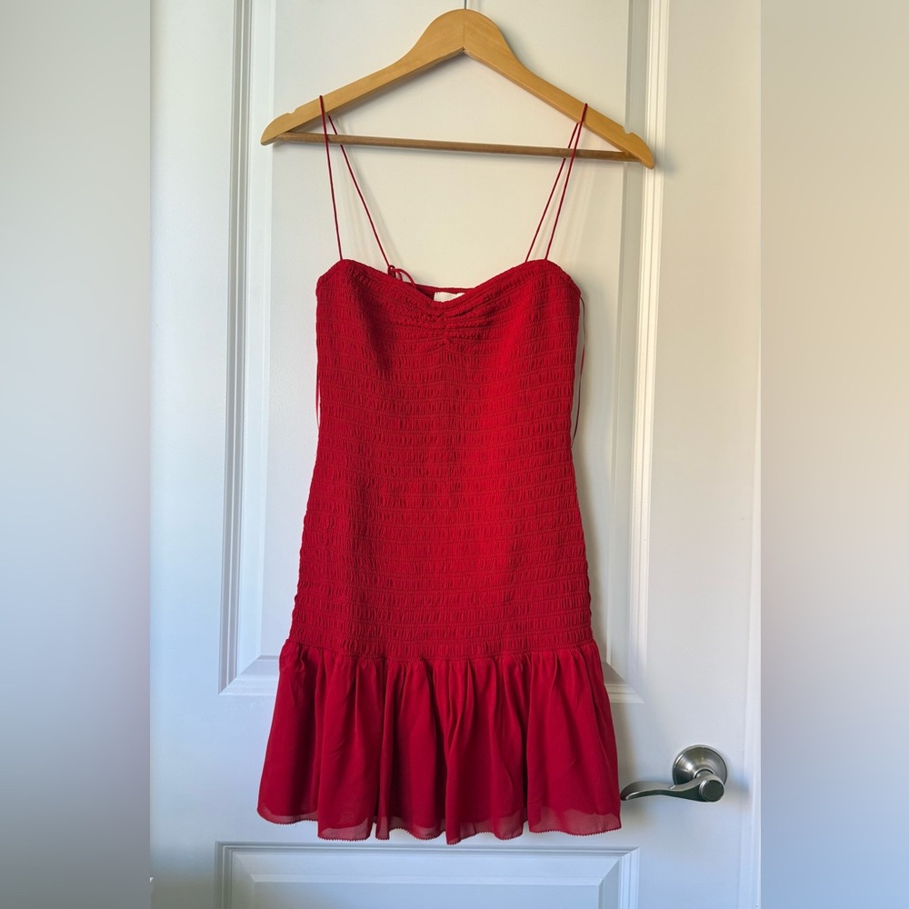 Reformation Janessa Red Ruched Mini Dress - Picture 14 of 15
